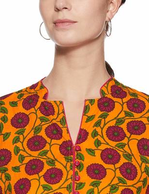 Yellow printed cotton party-wear-kurtis 4