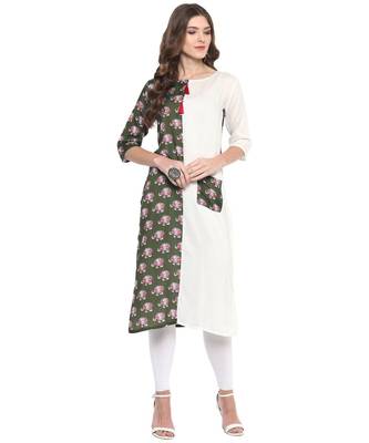 Green & White Printed Casual wear Kurti 2