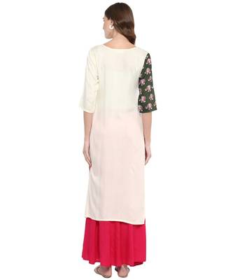 Green & White Printed Casual wear Kurti 5