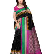 Black printed bhagalpuri silk saree with blouse