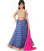 Glod Broced Top Blue Broced Lehenga Set