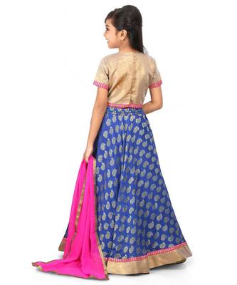 Glod Broced Top Blue Broced Lehenga Set 2