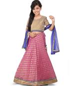 Glod Brocade Top Brocade Pink Lehenga Set