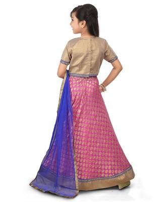 Glod Brocade Top Brocade Pink Lehenga Set 2