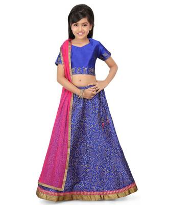 Blue Dupion Printed Choli Blue Dupion Lehenga Set 1