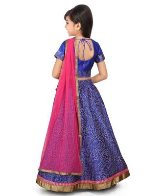 Blue Dupion Printed Choli Blue Dupion Lehenga Set 2