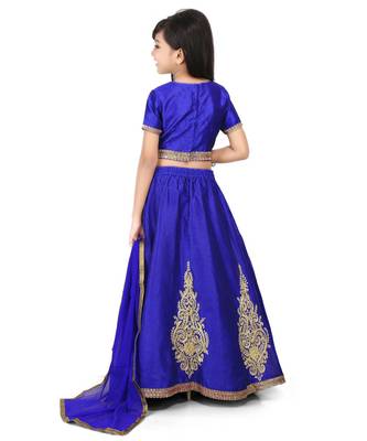 Blue Dupion Choli Blue Dupion Emb. Lehenga Set 2
