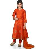 Orange Santoon Printet Kurta Orange Santoon Chodidar Set