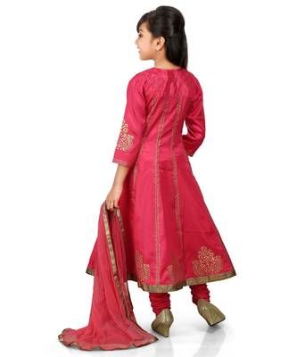 Pink Santoon Printet Kurta Pink Santoon Chodidar Set 2