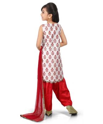 Off White Dupion Printed Kurat Maroon Salwar Set 2