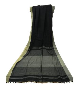 Grey woven Bengal Cotton Handloom saree with blouse 1