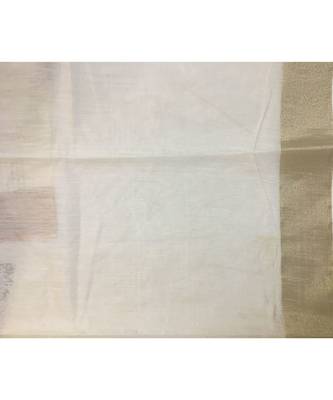 Cream Zari woven Banarasi Cotton Silk saree with Blouse 2