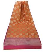 Orange Banarasi Cotton Silk saree with Blouse