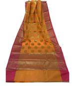 Orange Zari Woven Banarasi Cotton Silk saree with Blouse