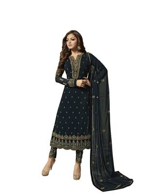 Teal embroidered georgette salwar 1