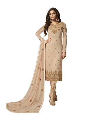 Beige embroidered georgette salwar 1