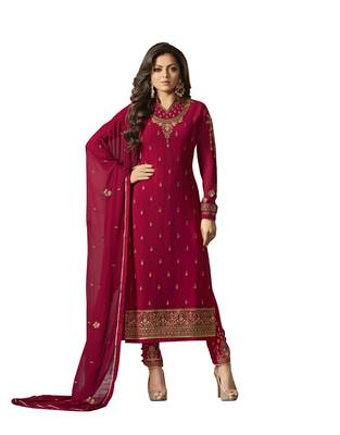 Red embroidered georgette salwar 1