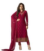 Red embroidered georgette salwar