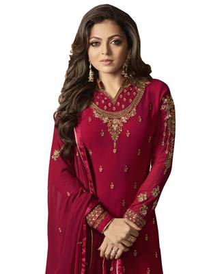 Red embroidered georgette salwar 2