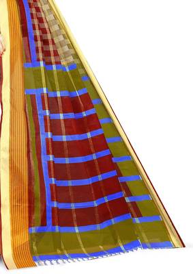 Multicolor printed cotton saree with blouse 3