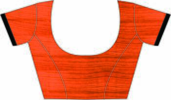 Orange printed cotton saree with blouse 4