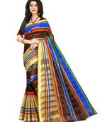 Multicolor printed cotton saree with blouse