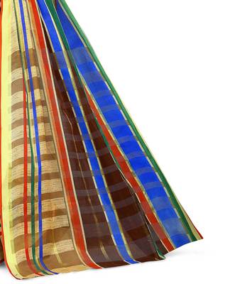 Multicolor printed cotton saree with blouse 2