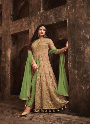 Green Embroidered Net Salwar 1