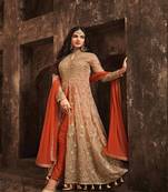 Orange Embroidered Net Anarkali Suits