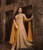 Yellow Embroidered Net Anarkali Suit