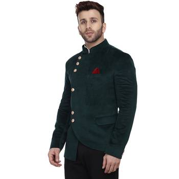 Green Party Wear Bandhgala Suit for Men 2