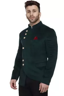 Green Party Wear Bandhgala Suit for Men
