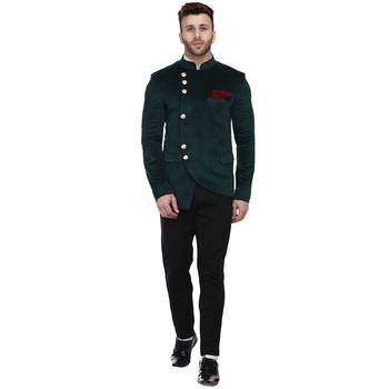 Green Party Wear Bandhgala Suit for Men 5