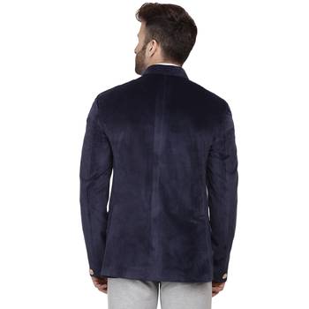 Blue Plain Velvet Ready Made Bandhgala Jodhpuri Blazer 4