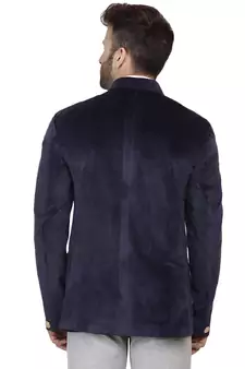 Blue Plain Velvet Ready Made Bandhgala Jodhpuri Blazer