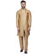 Gold Printed Banarasi Brocade Indo Western Only Sherwani Top for men 