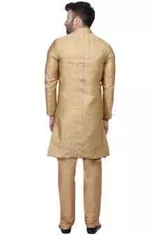 Gold Printed Banarasi Brocade Indo Western Only Sherwani Top for men 