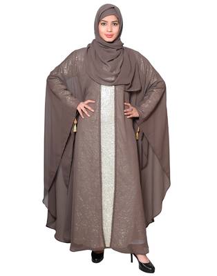 Brown plain georgette abaya 1
