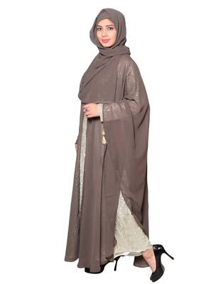 Brown plain georgette abaya 2