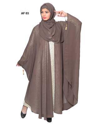 Brown plain georgette abaya 3