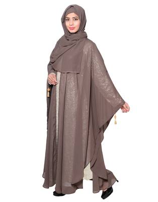 Brown plain georgette abaya 4