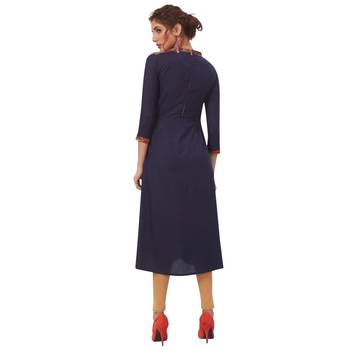 Navy-blue printed rayon ethnic-kurtis 2