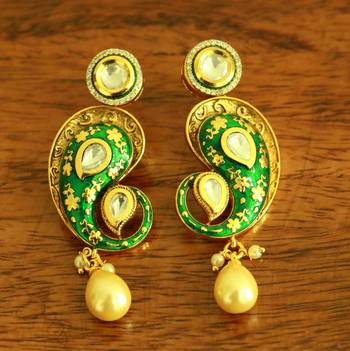 Green Pearl Danglers-Drops 1