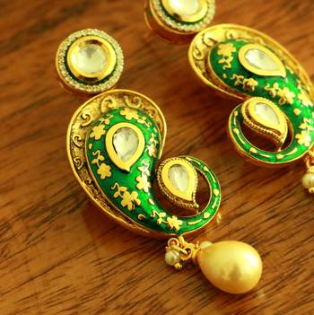 Green Pearl Danglers-Drops 2