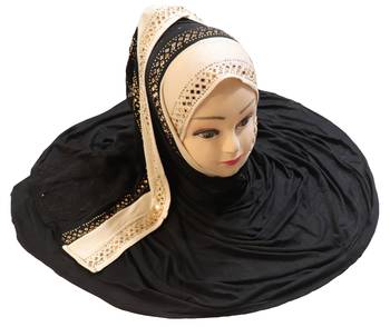 Justkartit Women'S Hosiery Cotton Stretchable Heavy Net Embroidery Hijab Scarf Dupatta 2