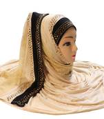 Justkartit Women'S Hosiery Cotton Stretchable Heavy Net Embroidery Hijab Scarf Dupatta