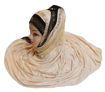 Justkartit Women'S Hosiery Cotton Stretchable Heavy Net Embroidery Hijab Scarf Dupatta 5