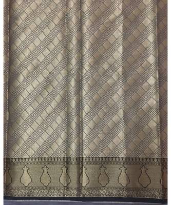 Off White woven Banarasi Cotton Silk saree with Blouse 2