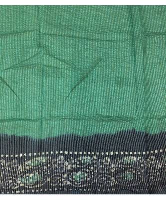Navy Blue Batik Printed Bengal Cotton Silk Saree With Blouse 2