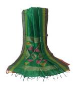 Green woven  Bengal Handloom Cotton Silk Saree With Blouse